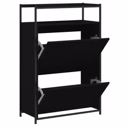 Scarpiera Nera 75x34x112 cm in Legno Multistratocod mxl 134808 - Vista aggiuntiva 2