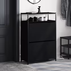 Scarpiera Nera 75x34x112 cm in Legno Multistratocod mxl 134808 - Vista aggiuntiva 3