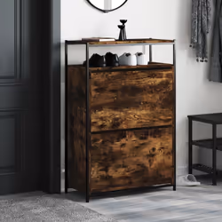 Scarpiera Rovere Fumo 75x34x112 cm in Legno Multistratocod mxl 134806 - Vista aggiuntiva 3