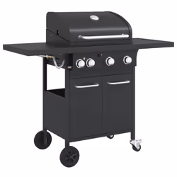 vidaXL Griglia Barbecue a Gas con 4 Bruciatori Nero in Acciaio - Vista aggiuntiva 2