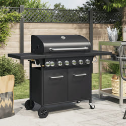 vidaXL Griglia Barbecue a Gas con 7 Bruciatori Nero in Acciaio