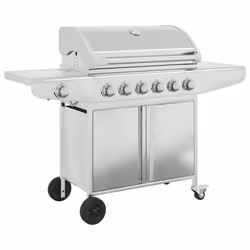 vidaXL Griglia Barbecue a Gas con 7 Bruciatori Argento in Acciaio - Vista aggiuntiva 2