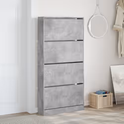 Scarpiera 4 Cassetti Ribaltabili Grigio Cemento 80x21x163,5 cmcod mxl 86422 - Vista aggiuntiva 3