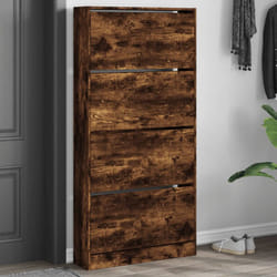 Scarpiera con 4 Cassetti Ribaltabili Rovere Fumo 80x21x163,5 cm Vidaxl Marrone
