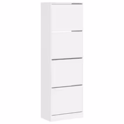 Scarpiera con 4 Cassetti Ribaltabili Bianca 60x34x187,5 cmcod mxl 87673 - Vista aggiuntiva 2