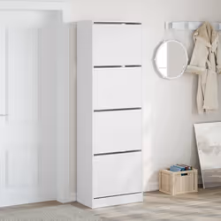 Scarpiera con 4 Cassetti Ribaltabili Bianca 60x34x187,5 cmcod mxl 87673 - Vista aggiuntiva 3