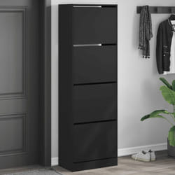 Scarpiera con 4 Cassetti Ribaltabili Nera 60x34x187,5 cm Vidaxl Nero