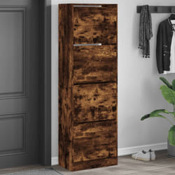 Scarpiera con 4 Cassetti Ribaltabili Rovere Fumo 60x34x187,5 cm Vidaxl Marrone