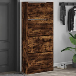 Scarpiera con 4 Cassetti Ribaltabili Rovere Fumo 80x34x187,5 cm Vidaxl Marrone