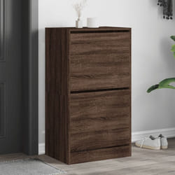 Scarpiera con 2 Cassetti Ribaltabili Rovere Marrone 60x42x108cm Vidaxl Marrone