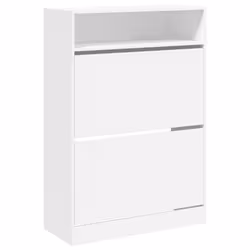 Scarpiera con 2 Cassetti Ribaltabili Bianca 80x34x116 cmcod mxl 134421 - Vista aggiuntiva 2