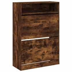 Scarpiera con 2 Cassetti Ribaltabili Rovere Fumo 80x34x116 cmcod mxl 134420 - Vista aggiuntiva 2