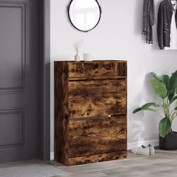 Scarpiera con 2 Cassetti Ribaltabili Rovere Fumo 80x34x116 cmcod mxl 134420 - Vista aggiuntiva 3