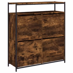 Scarpiera con 4 Cassetti Ribaltabili Rovere Fumo 100x34x112 cmcod mxl 110476 - Vista aggiuntiva 2