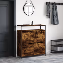 Scarpiera con 4 Cassetti Ribaltabili Rovere Fumo 100x34x112 cmcod mxl 110476 - Vista aggiuntiva 3