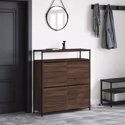 Scarpiera 4 Cassetti Ribaltabili Rovere Marrone 100x34x112 cmcod mxl 110475 - Vista aggiuntiva 3