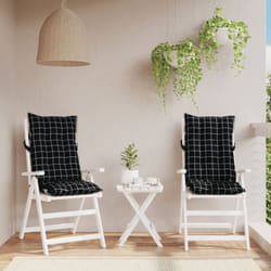 Cuscini Sedia Schienale Alto 2 pz Quadri Nero Tessuto Oxford vidaXL28678