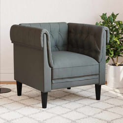 Vidaxl - Poltrona Chesterfield Grigio Scuro in Tessuto 17662