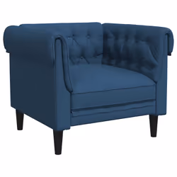 vidaXL Poltrona Chesterfield Blu in Tessuto - Vista aggiuntiva 2
