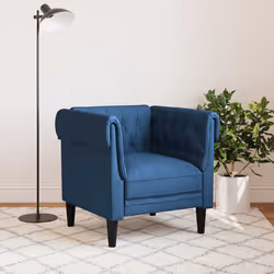 vidaXL Poltrona Chesterfield Blu in Tessuto - Vista aggiuntiva 3