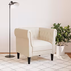 vidaXL Poltrona Chesterfield in Lino - Vista aggiuntiva 3