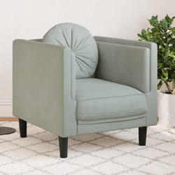 vidaXL Poltrona con Cuscino Grigio Chiaro in Velluto