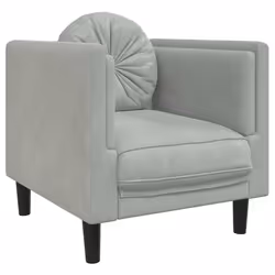 vidaXL Poltrona con Cuscino Grigio Chiaro in Velluto - Vista aggiuntiva 2