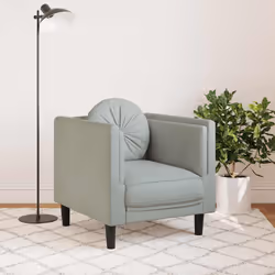 vidaXL Poltrona con Cuscino Grigio Chiaro in Velluto - Vista aggiuntiva 3