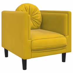 vidaXL Poltrona con Cuscino Giallo in Velluto - Vista aggiuntiva 2