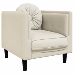 vidaXL Poltrona con Cuscino Crema in Velluto - Vista aggiuntiva 2