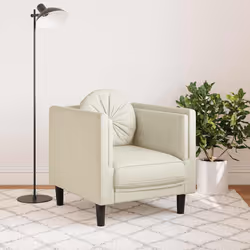 vidaXL Poltrona con Cuscino Crema in Velluto - Vista aggiuntiva 3