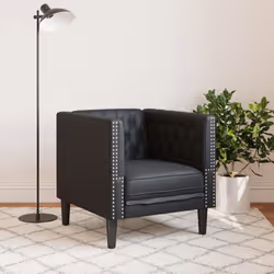 vidaXL Poltrona Chesterfield Nera in Similpelle - Vista aggiuntiva 3