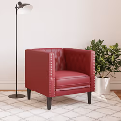 vidaXL Poltrona Chesterfield Rosso Vino in Similpelle - Vista aggiuntiva 3