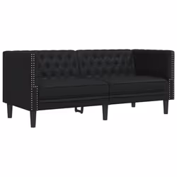 vidaXL Divano Chesterfield Nero in Similpelle - Vista aggiuntiva 2