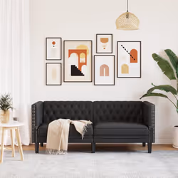 vidaXL Divano Chesterfield Nero in Similpelle - Vista aggiuntiva 3