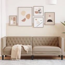 Poltrona Chesterfield a 3 Posti Cappuccino in Similpelle Vidaxl 508826