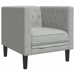 vidaXL Poltrona Chesterfield Grigio Chiaro in Velluto - Vista aggiuntiva 2