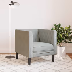 vidaXL Poltrona Chesterfield Grigio Chiaro in Velluto - Vista aggiuntiva 3