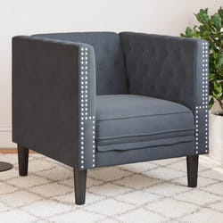 vidaXL Poltrona Chesterfield Grigio Scuro in Velluto