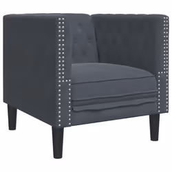 vidaXL Poltrona Chesterfield Grigio Scuro in Velluto - Vista aggiuntiva 2