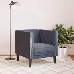 vidaXL Poltrona Chesterfield Grigio Scuro in Velluto - Vista aggiuntiva 3