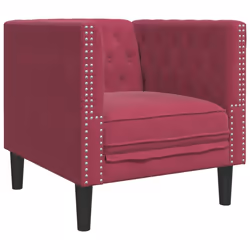 vidaXL Poltrona Chesterfield Rosso Vino in Velluto - Vista aggiuntiva 2