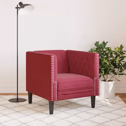 vidaXL Poltrona Chesterfield Rosso Vino in Velluto - Vista aggiuntiva 3