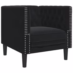vidaXL Poltrona Chesterfield Nera in Velluto - Vista aggiuntiva 2