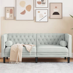 vidaXL Divano Chesterfield con Rinforzi 2 Posti Grigio Chiaro Velluto