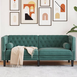 vidaXL Divano Chesterfield con Rinforzi 2 Posti Verde Scuro in Velluto