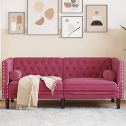Vidaxl - Divano Chesterfield con Rinforzi 2 Posti Rosso Vino in Velluto 140892