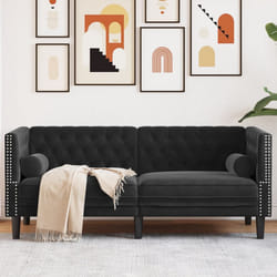 vidaXL Divano Chesterfield con Rinforzi 2 Posti Nero in Velluto