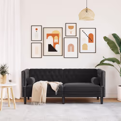 vidaXL Divano Chesterfield con Rinforzi 2 Posti Nero in Velluto - Vista aggiuntiva 3