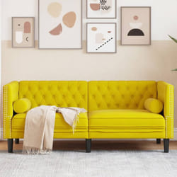 Divano Chesterfield con Rinforzi 2 Posti Giallo in Velluto Vidaxl 664113
